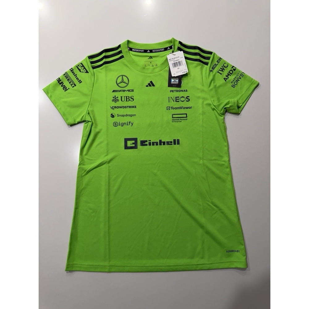 Adidas Mercedes-AMG Petronas F1 2025 Team Set Up Shirt JZ7403 Womens Medium